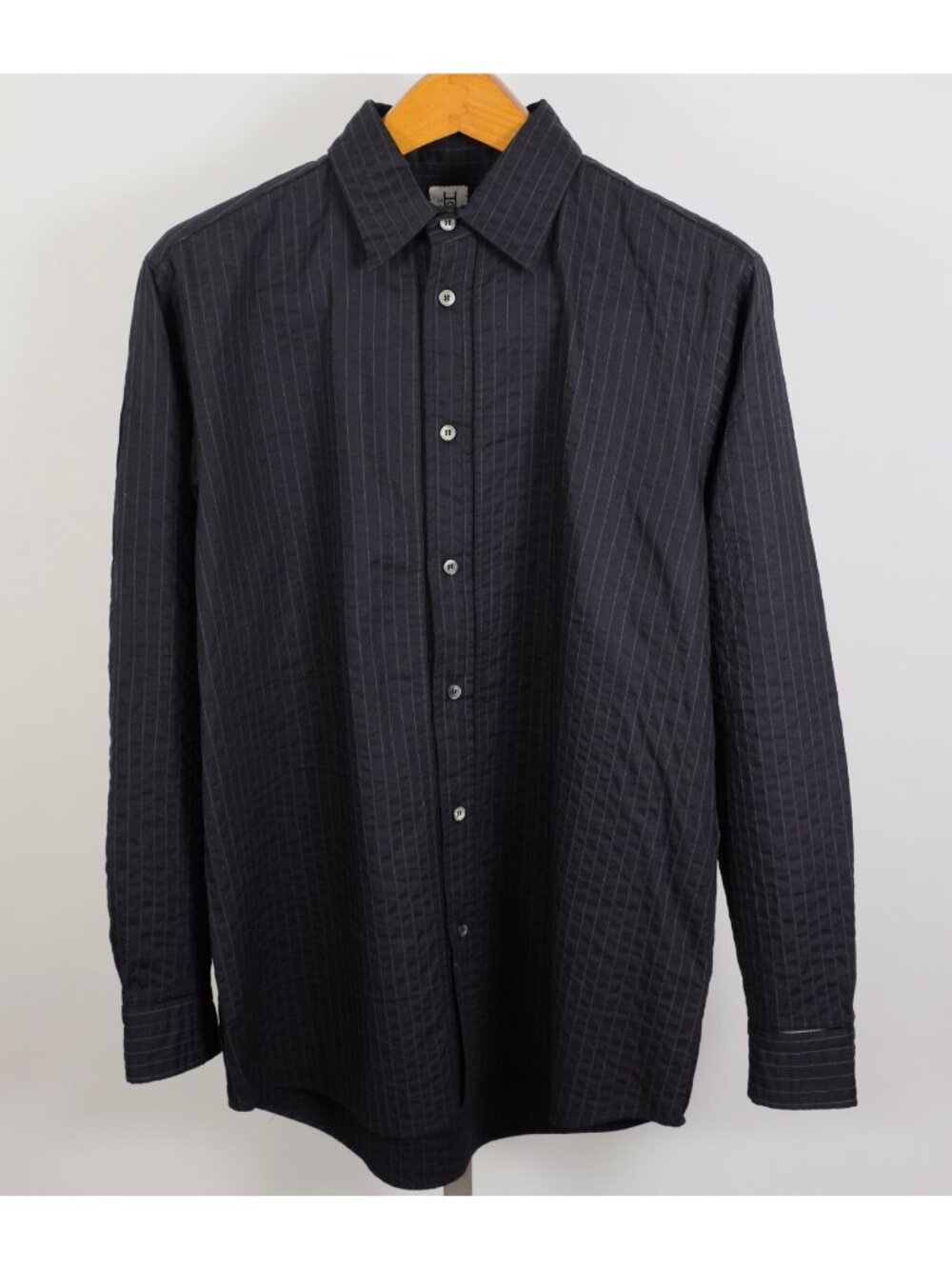 Issey Miyake Haat Haath Mens shirt 3 / Medium black cotton topstitch